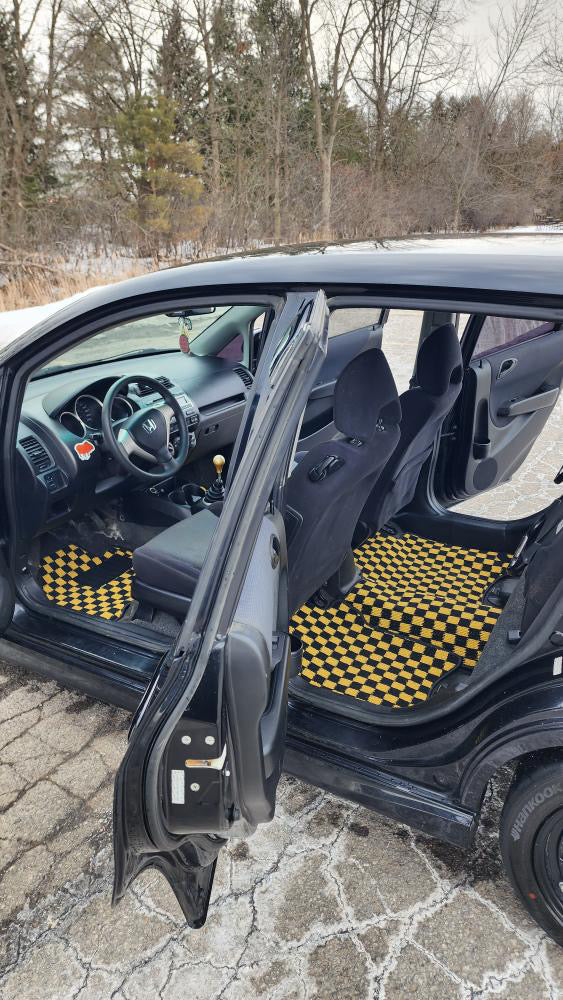 Checkered floor mats for Honda Fit GD3 (07-08)
