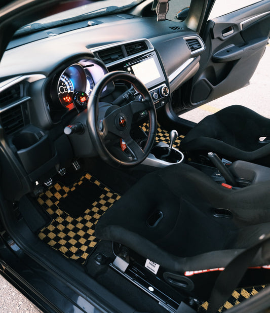 Checkered floor mats for Honda Fit GK5 (15-20)