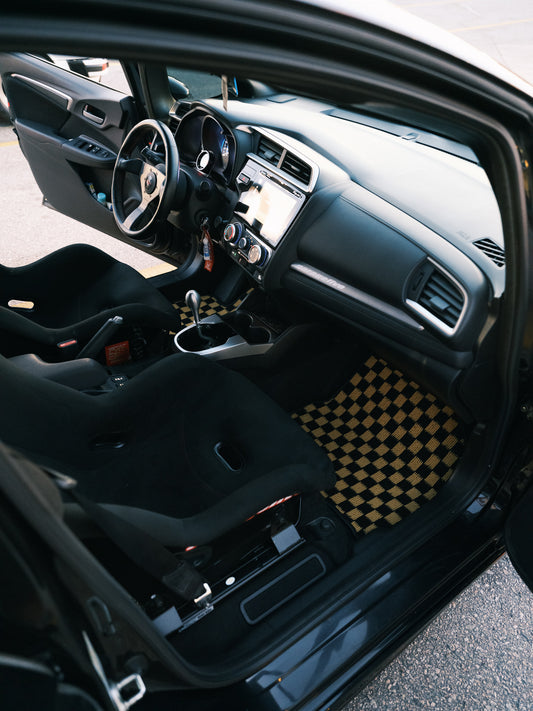 Checkered floor mats for Honda Fit GK5 (15-20)
