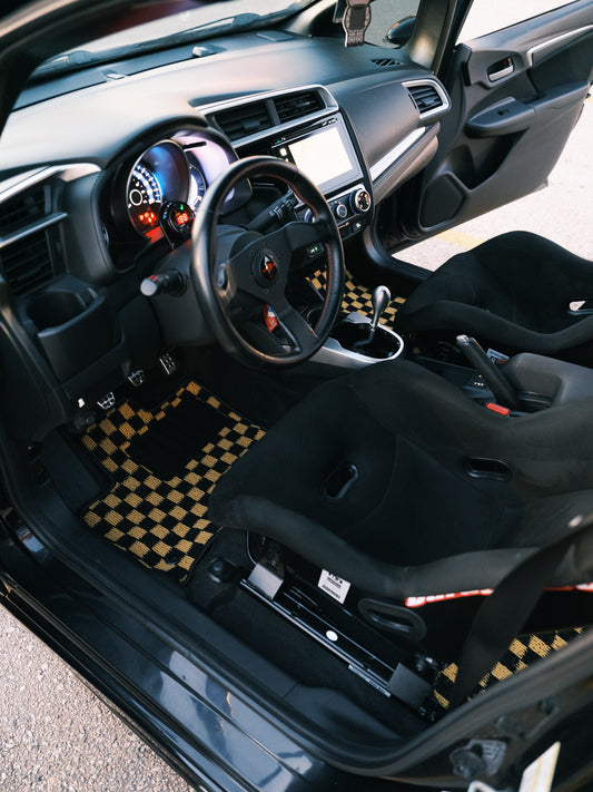 Checkered floor mats for Honda Fit GK5 (15-20)